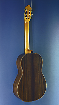 Luthier guitar, classical guitar built by guitar maker Lisa Duchêne, spruce, rosewood, 2023, back view